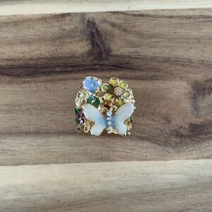 Vintage enamel butterfly & flower ring Size 7 NWOT